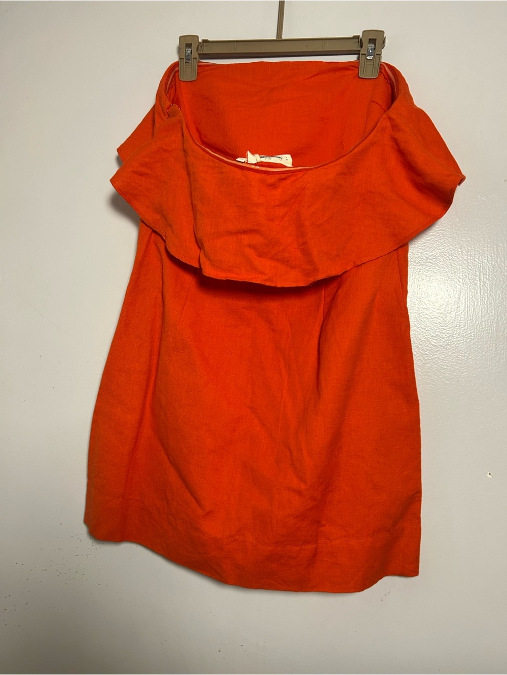 Strapless Orange Ruffle Mini Dress - Picture 4 of 5